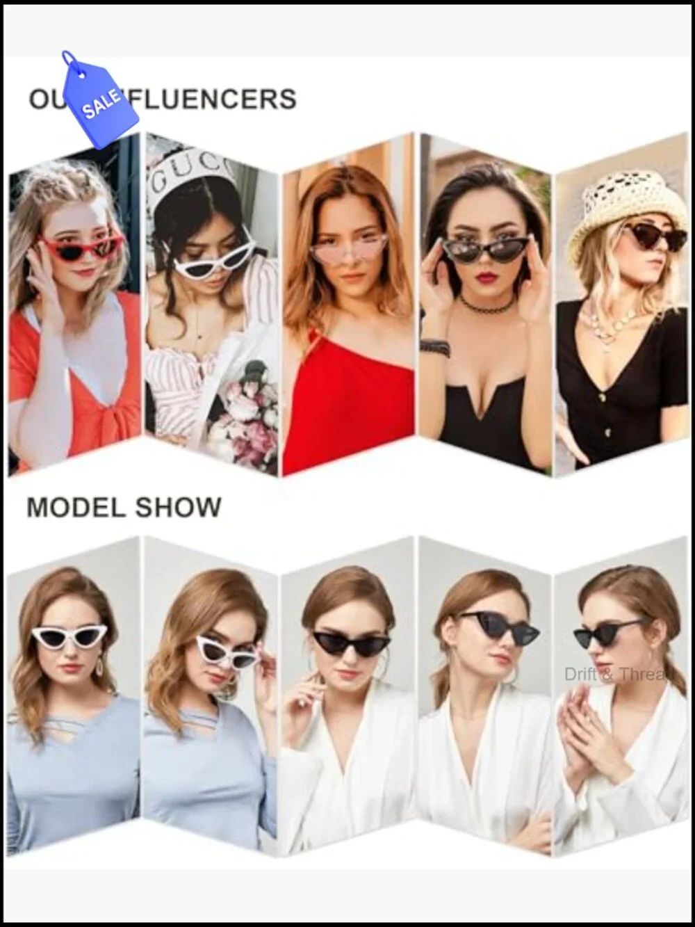 Retro Cat Eye Sunglasses UV400 Narrow Frame Women's Shades